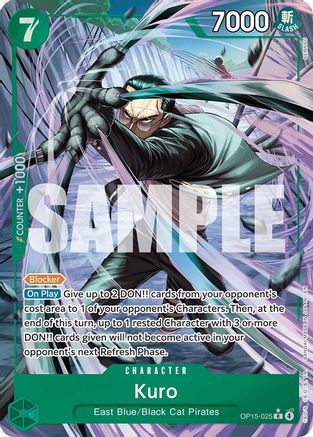 Kuro (Alternate Art) OP15-025 Rare Adventure on Kami's Island NM/M