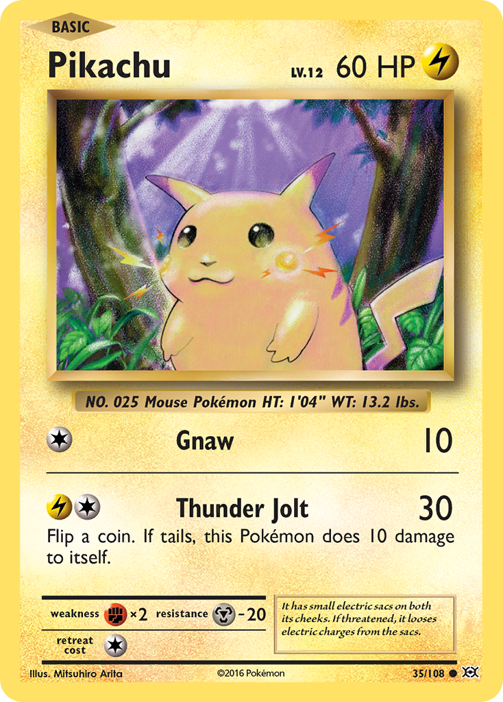 Pikachu 35/108 Common Reverse Holo Evolutions NM/M