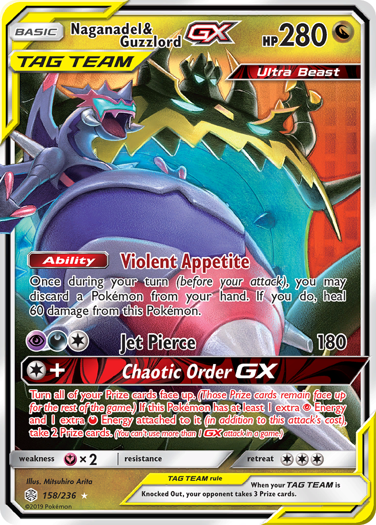 Naganadel & Guzzlord GX 158/236 Ultra Rare Cosmic Eclipse Holo NM/M