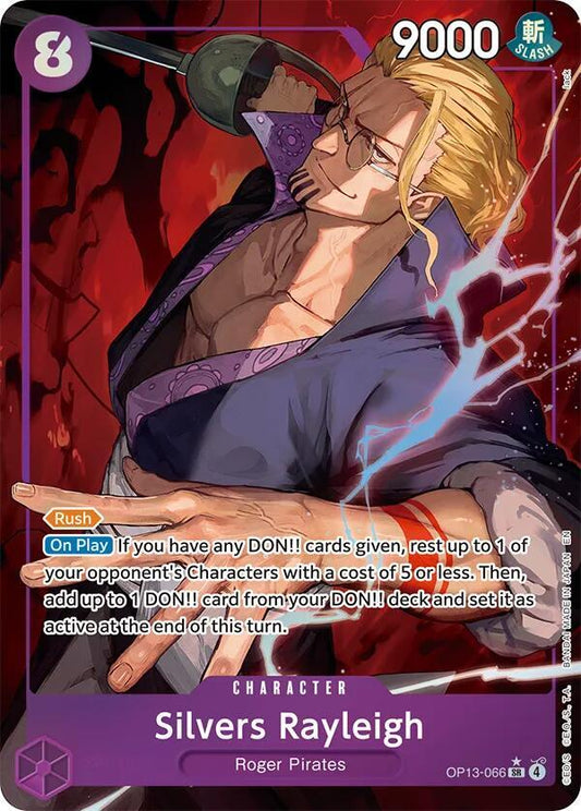Silvers Rayleigh (Alternate Art) OP13-066 Super Rare Carrying On His Will NM/M