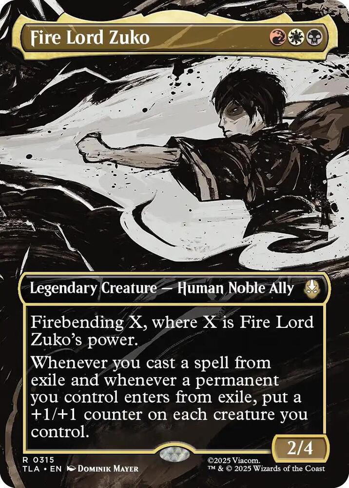 Fire Lord Zuko (Borderless) 315 Rare Avatar: The Last Airbender Foil NM/M