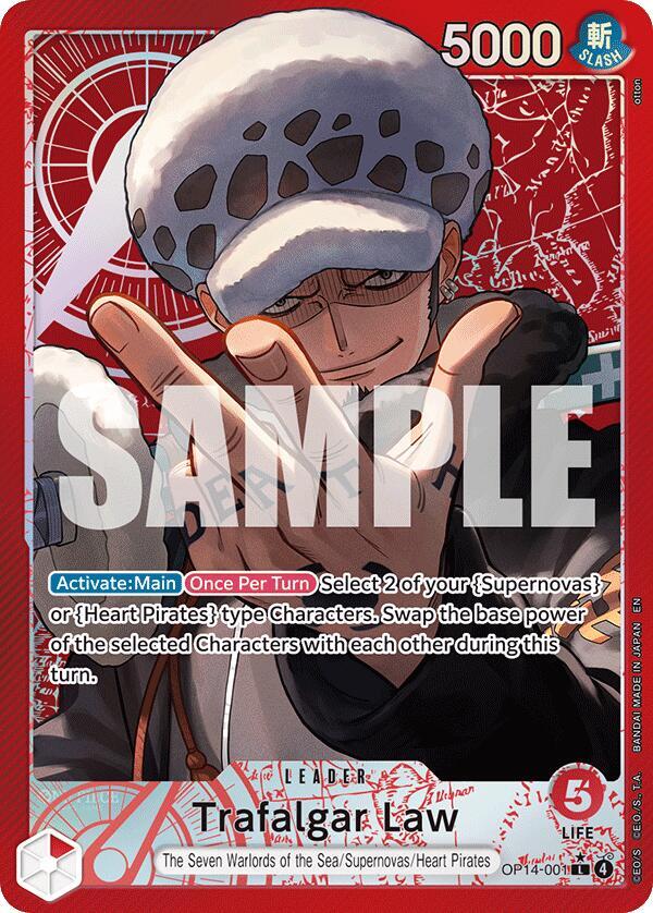 Trafalgar Law (Alternate Art) OP14-001 Leader The Azure Sea's Seven NM/M