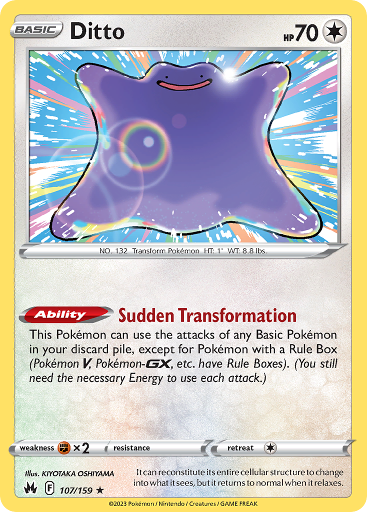 Ditto 107/159 Rare Crown Zenith Holo NM/LP