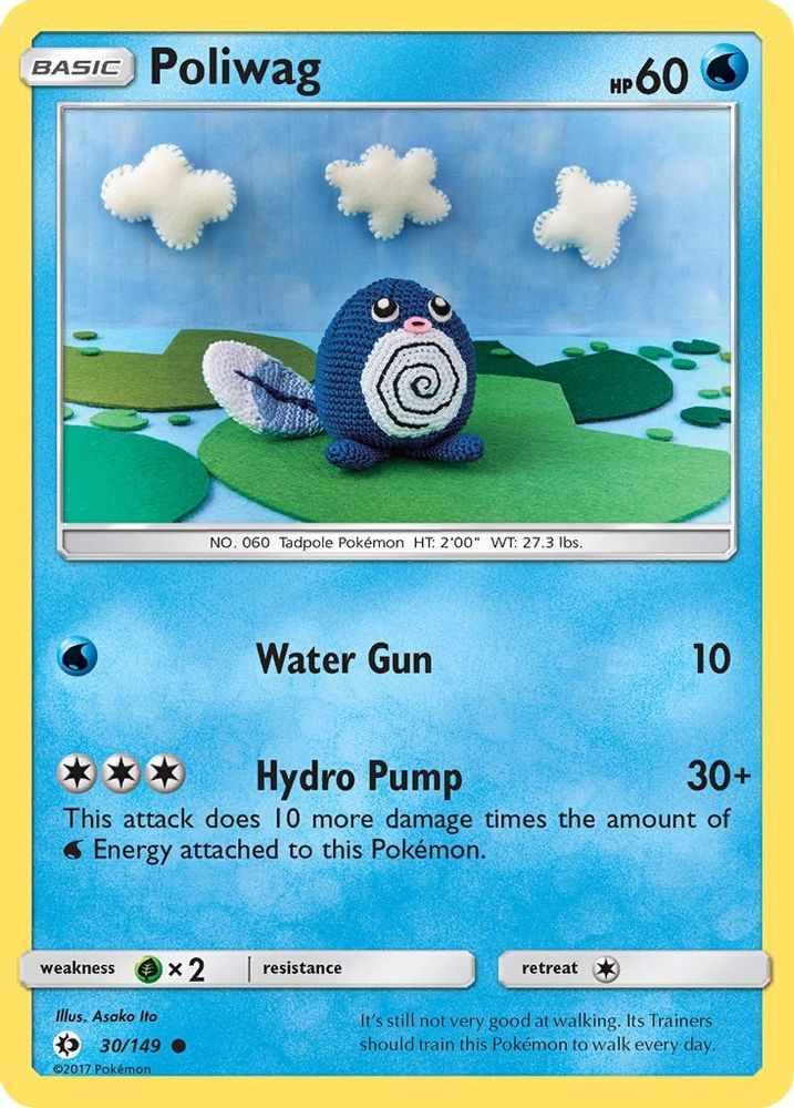 Poliwag 30/149 Common SM Base Set NM/LP