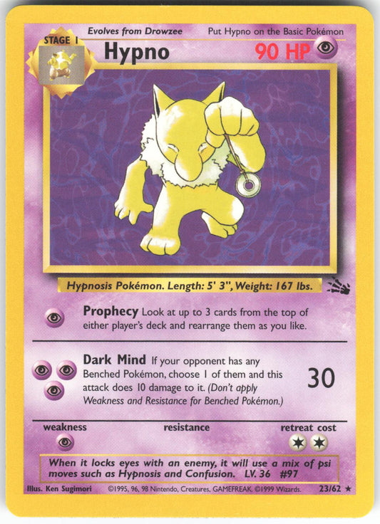 Hypno 23/62 Rare Fossil Unlimited NM/LP
