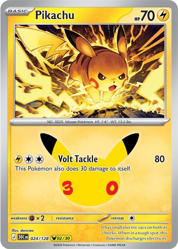 Pikachu 024/128 Pikachu Rare ME: 30th Celebration Holo NM/M