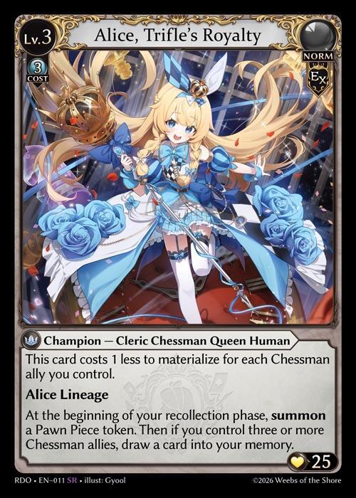 Alice, Trifle's Royalty 011 Super Rare Radiant Origins NM