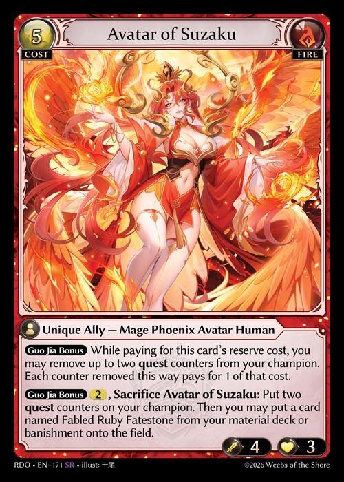 Avatar of Suzaku 171 Super Rare Radiant Origins NM