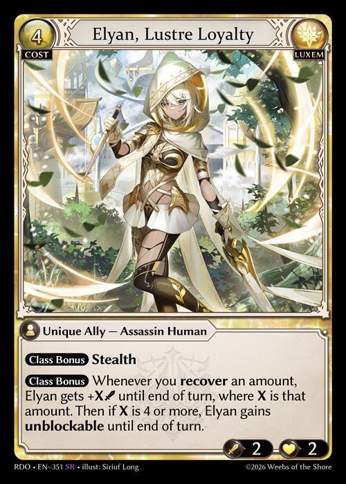 Elyan, Lustre Loyalty 351 Super Rare Radiant Origins NM