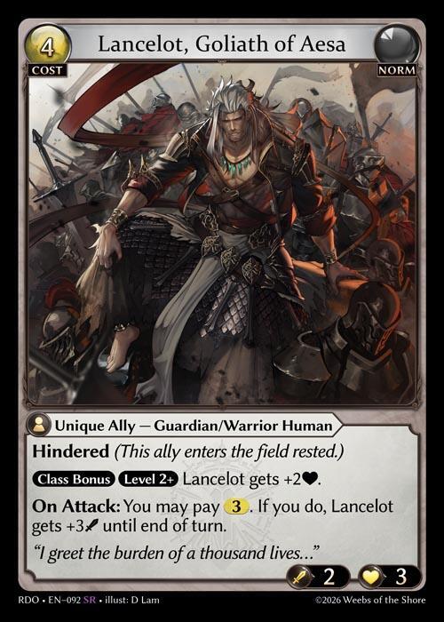 Lancelot, Goliath of Aesa 092 Super Rare Radiant Origins NM