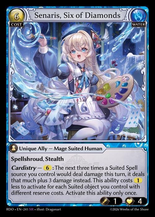Senaris, Six of Diamonds 241 Super Rare Radiant Origins NM