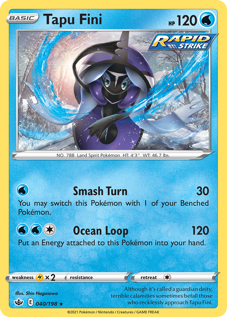 Tapu Fini 040/198 Rare Reverse Holo Chilling Reign Holo NM/LP