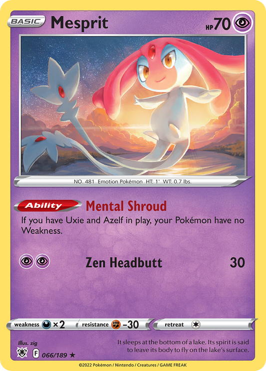 Mesprit 066/189 Rare Reverse Holo Astral Radiance NM/LP