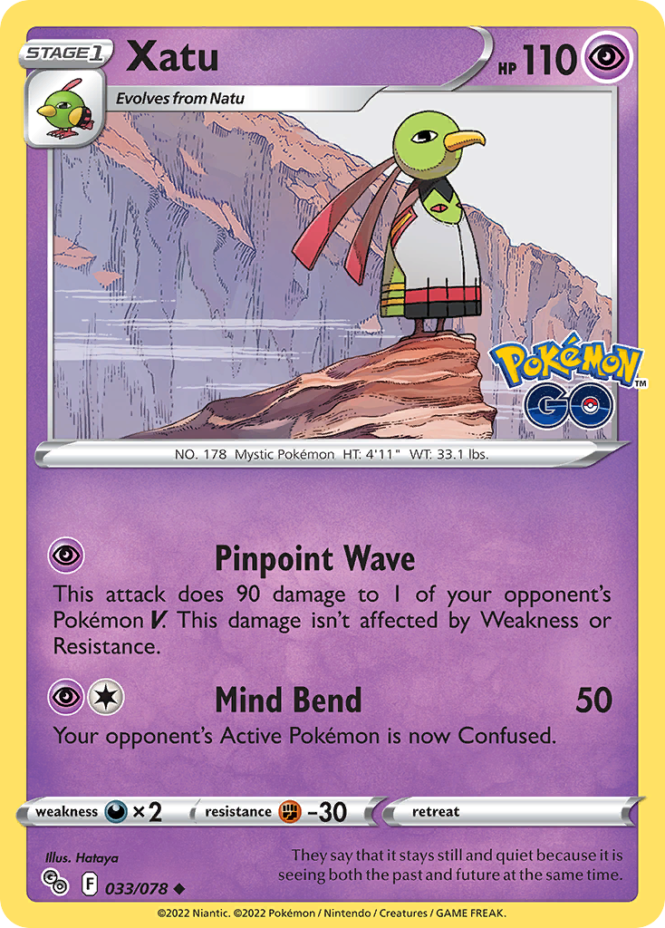 Xatu 033/078 Uncommon Reverse Holo Pokemon GO NM/LP