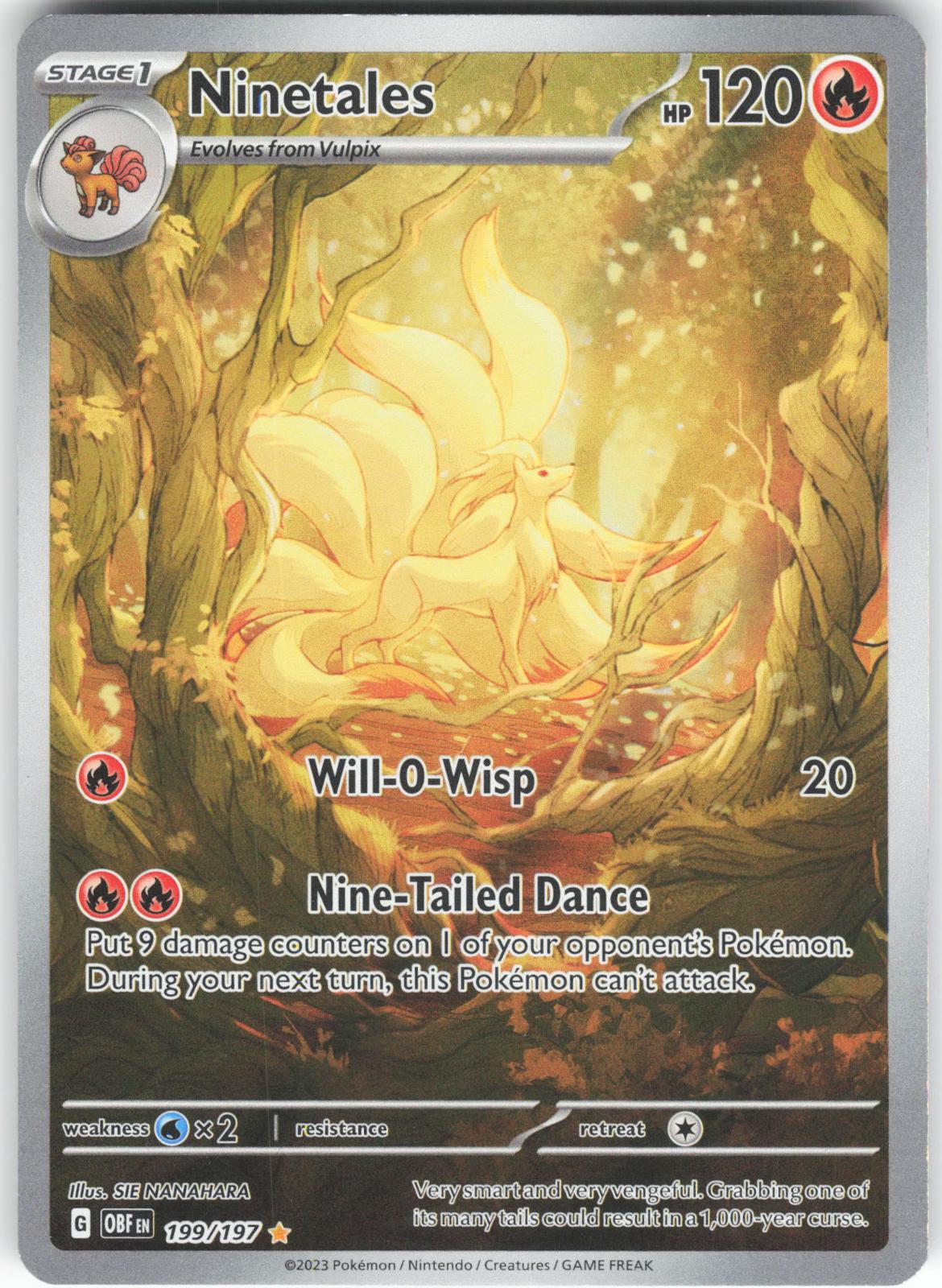 Ninetales 199/197 Illustration Rare Obsidian Flames MP