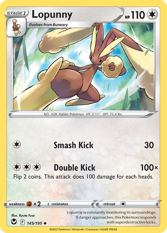Lopunny 145/195 Uncommon Reverse Holo Silver Tempest NM/LP