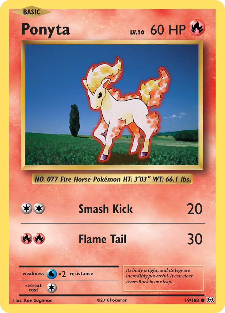 Ponyta 19/108 Common Reverse Holo Evolutions NM/LP