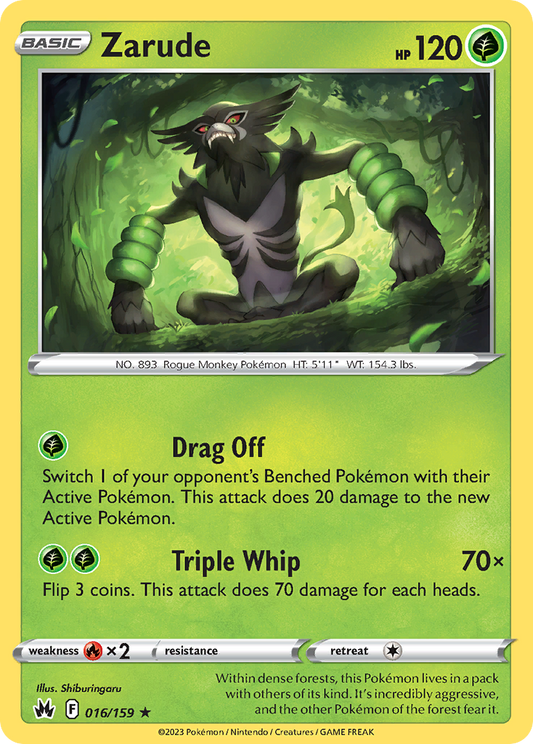 Zarude 016/159 Rare Crown Zenith Holo NM/LP