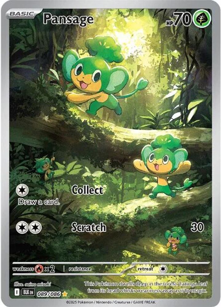 Pansage 089/086 Illustration Rare Black Bolt Holo NM/M