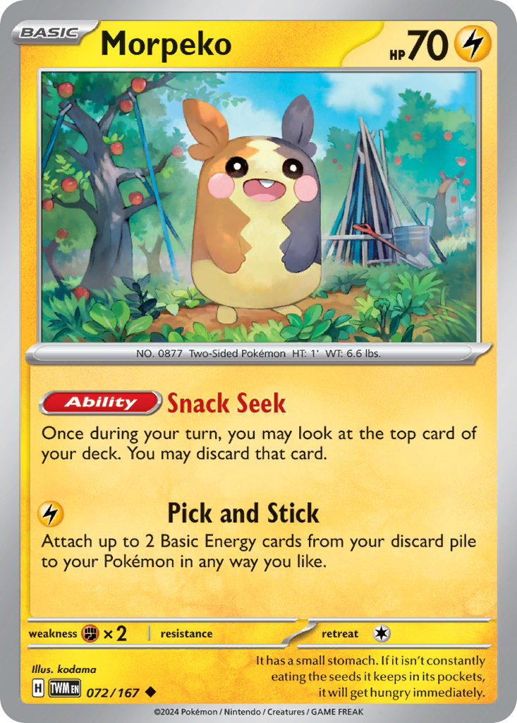 Morpeko 072/167 Uncommon Reverse Holo Twilight Masquerade NM/M