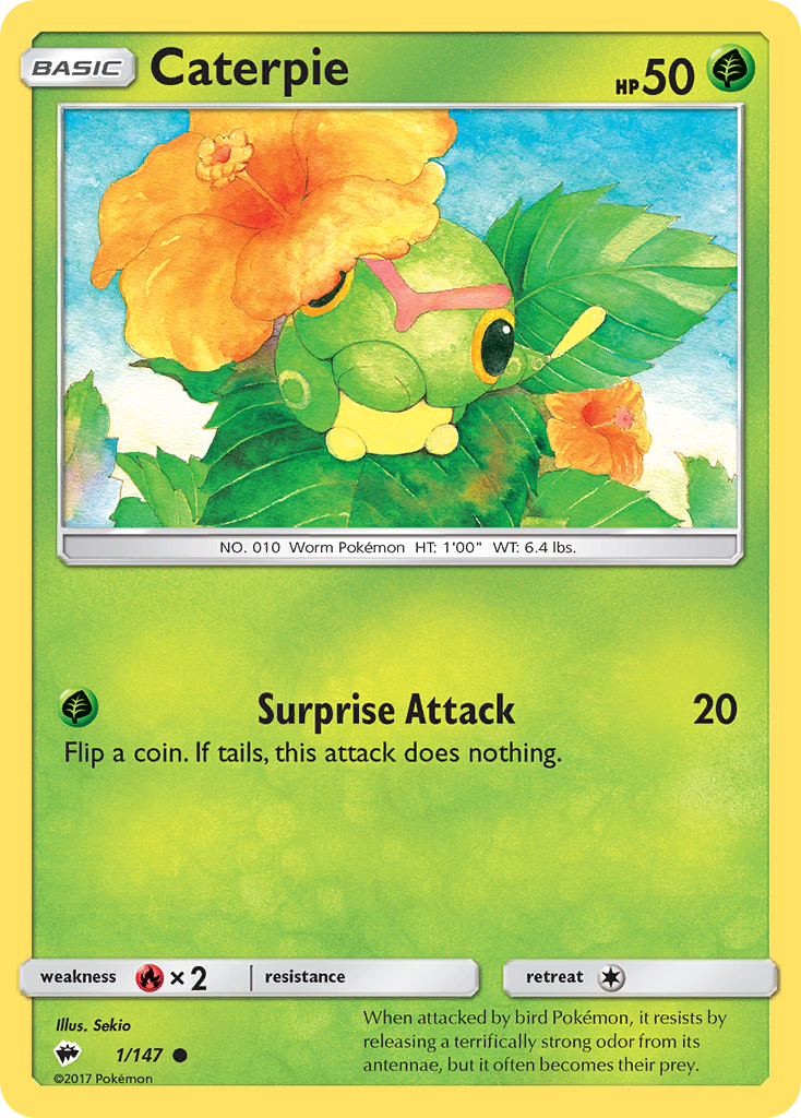 Caterpie 1/147 Common Burning Shadows NM/M