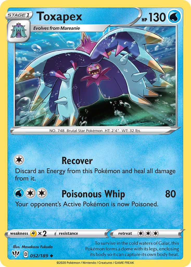 Toxapex 052/189 Uncommon Reverse Holo Darkness Ablaze NM/LP
