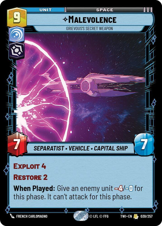 Malevolence - Grievousâ€™s Secret Weapon 039/257 Foil Twilight of the Republic NM/M