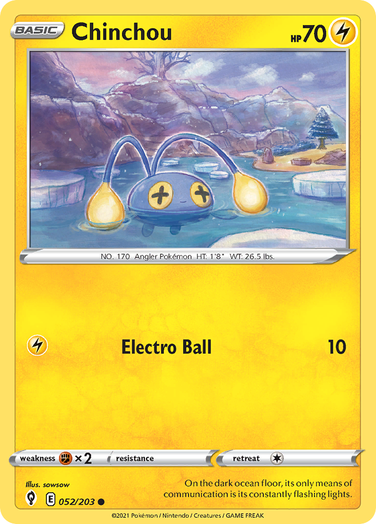 Chinchou 052/203 Common Reverse Holo Evolving Skies NM/LP