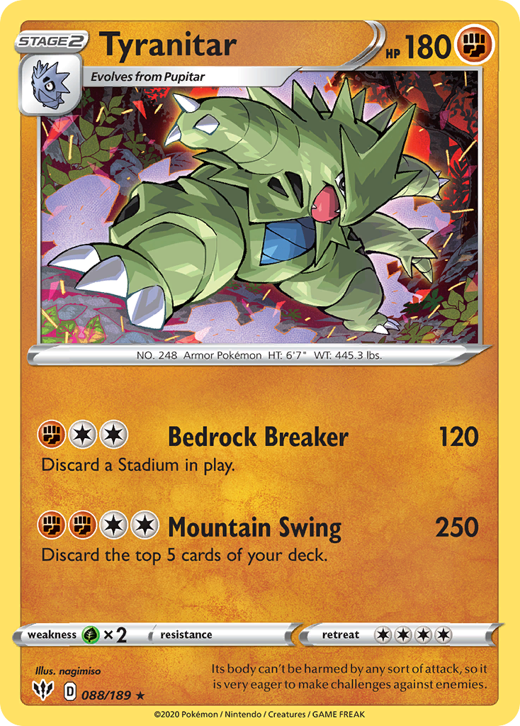 Tyranitar 088/189 Rare Darkness Ablaze Holo NM/M