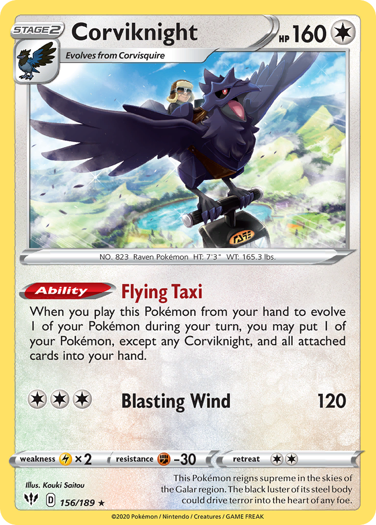 Corviknight 156/189 Rare Darkness Ablaze Holo NM/LP