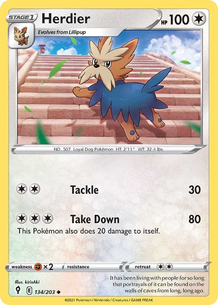 Herdier 134/203 UnCommon Reverse Holo Reverse Holo Evolving Skies NM/LP