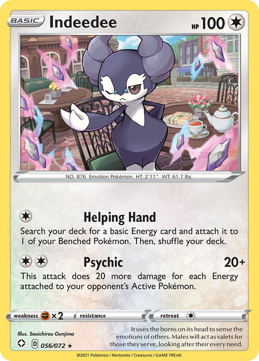 Indeedee 056/072 Rare Reverse Holo Shining Fates NM/LP