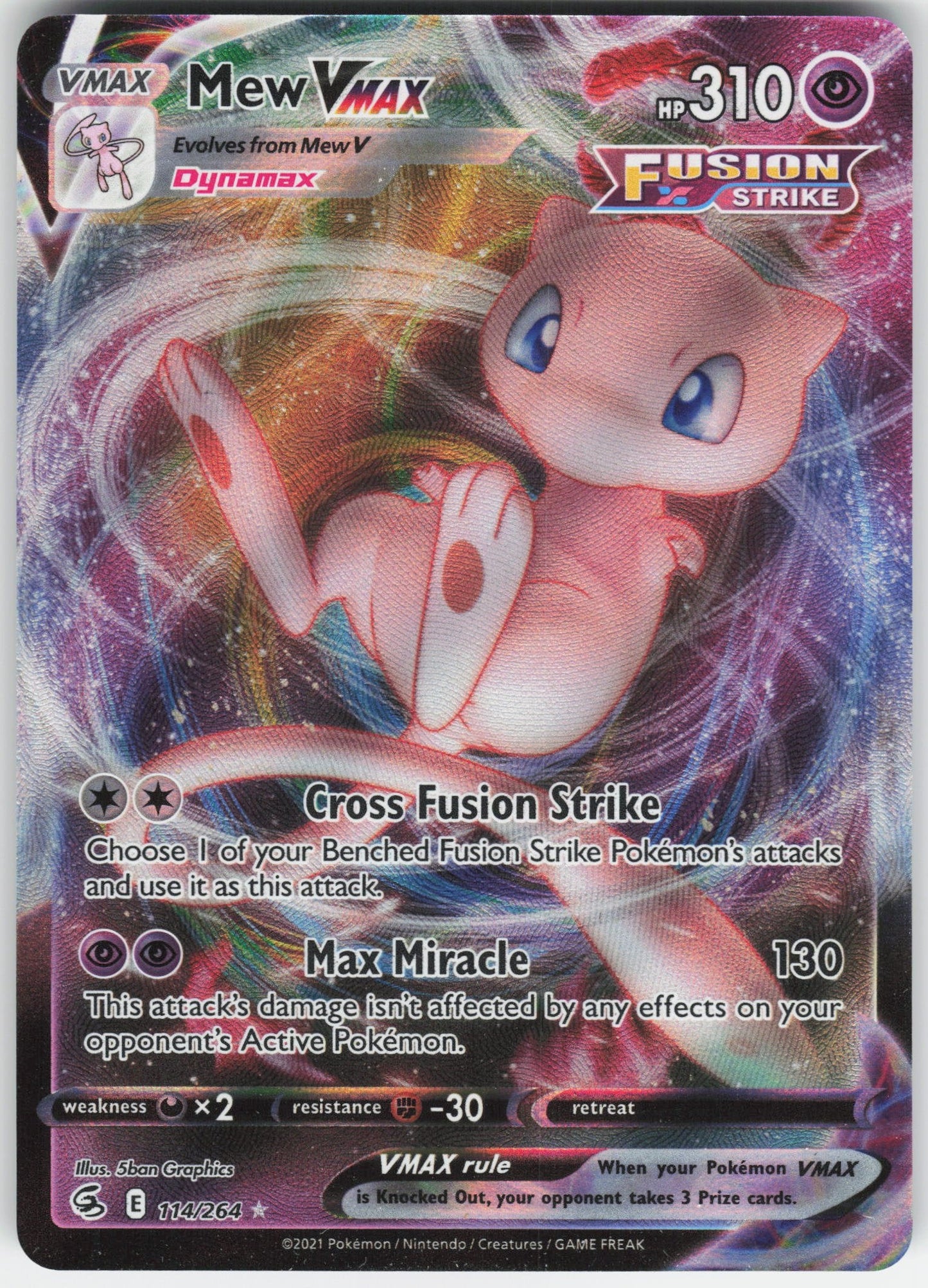 Mew VMAX Ultra Rare SWSH08: Fusion Strike 114/264 NM