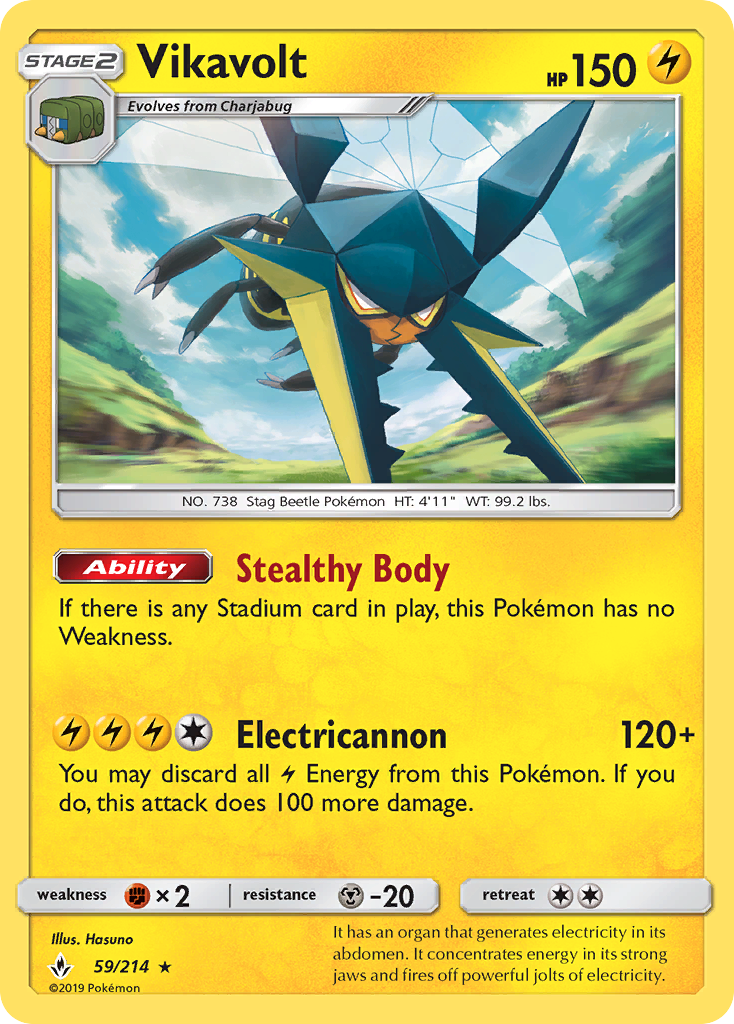 Vikavolt 59/214 Rare Unbroken Bonds Holo NM/LP