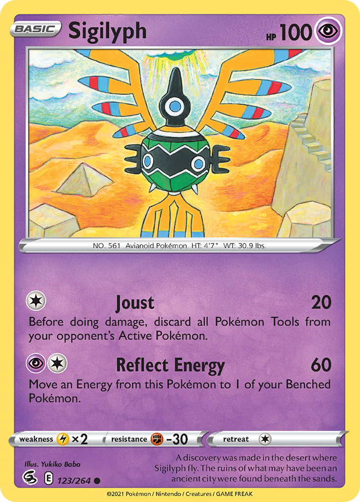 Sigilyph 123/264 Common Reverse Holo Fusion Strike NM/LP
