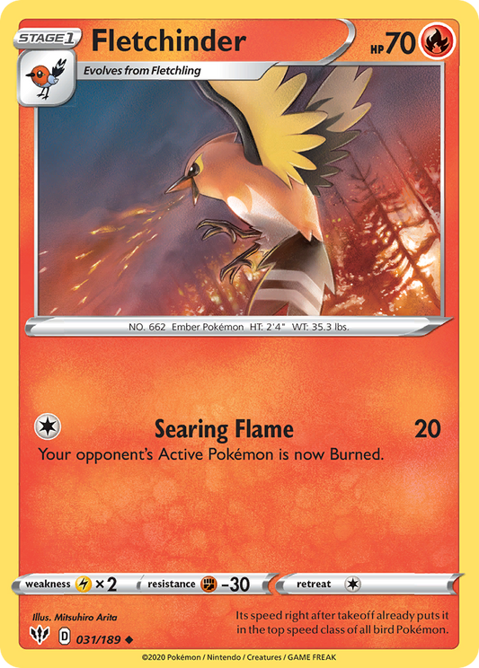 Fletchinder 031/189 UnCommon Reverse Holo Reverse Holo Darkness Ablaze NM/LP