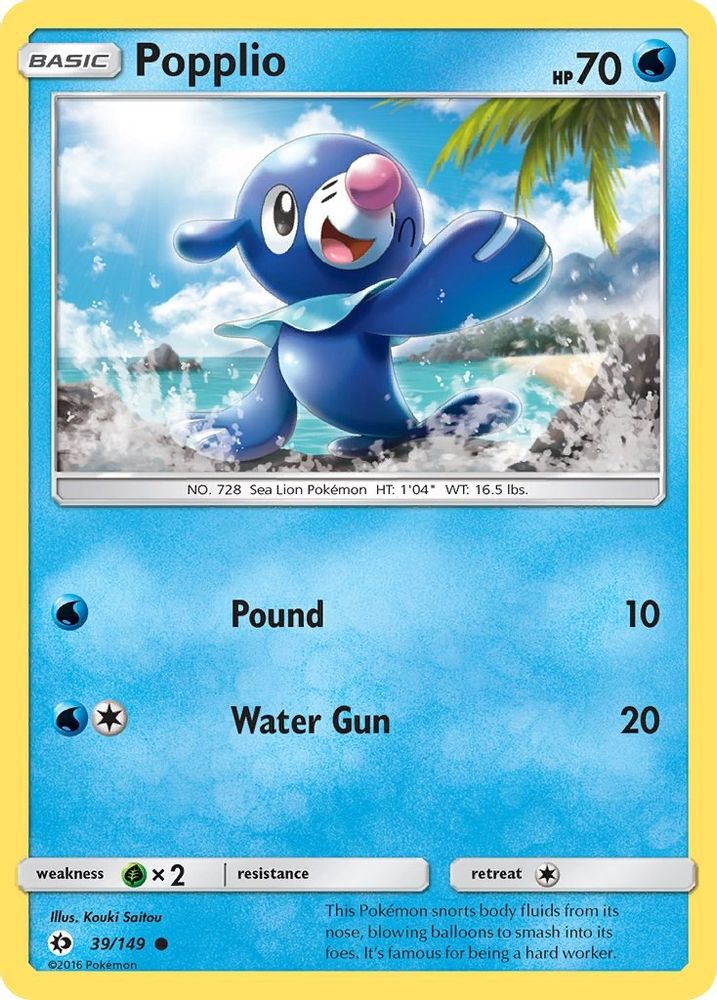 Popplio 39/149 Common SM Base Set NM/LP