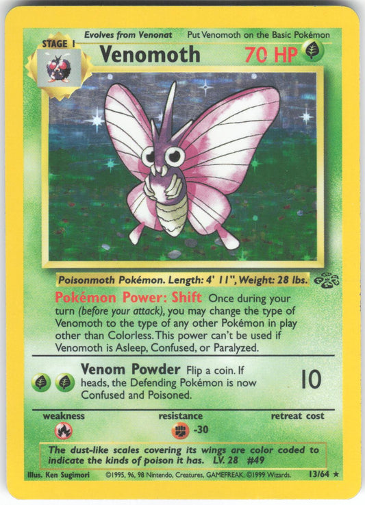 Venomoth 13/64 Rare Jungle Unlimited Holo MP