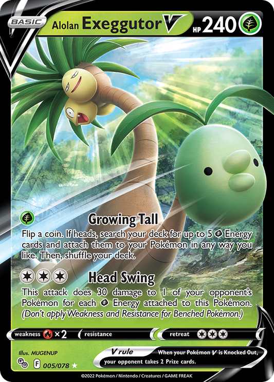 Alolan Exeggutor V 005/078 V Rare Pokemon GO Holo NM/M