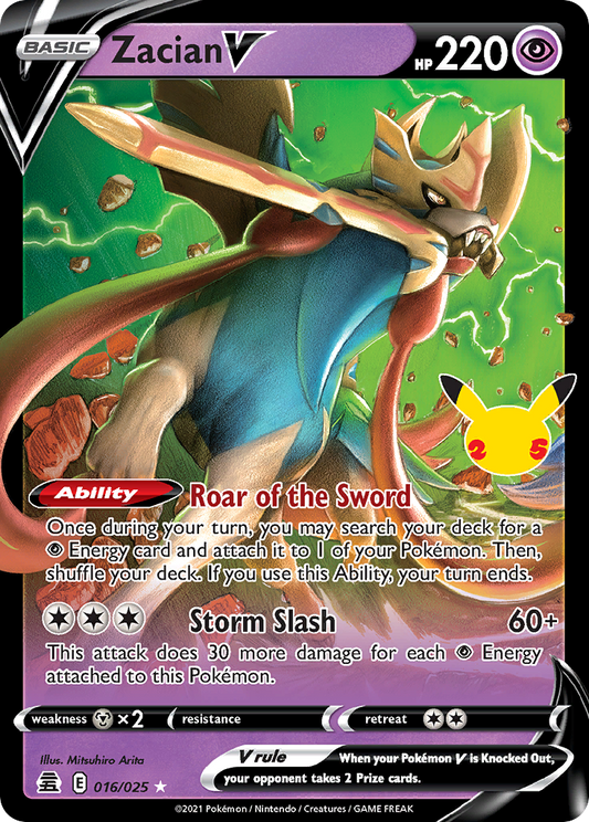 Zacian V 016/025 V Rare Celebrations Holo NM/M