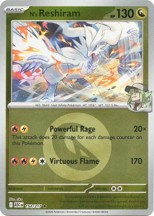N's Reshiram (Energy Symbol Pattern) 154/217 Reverse Holo Ascended Heroes NM/M