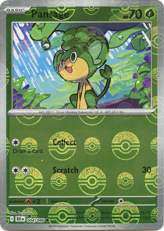 Pansage (Poke Ball Pattern) 004/086 Common Black Bolt Holo NM/M