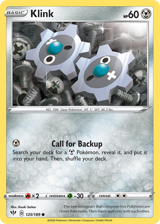 Klink 125/189 Common Reverse Holo Darkness Ablaze NM/LP