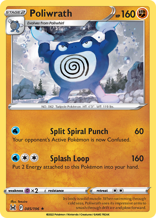 Poliwrath 085/196 Rare Reverse Holo Lost Origin NM/LP
