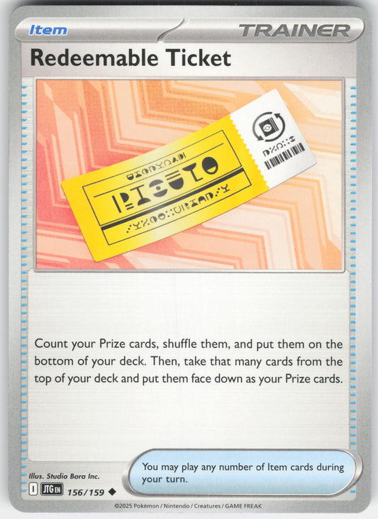 Redeemable Ticket Uncommon SV09: Journey Together 156/159 NM