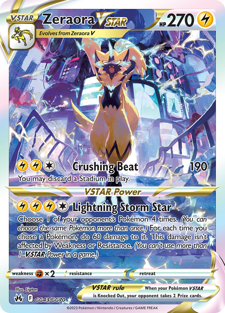Zeraora VSTAR GG43/GG70 VSTAR Rare Crown Zenith Galarian Gallery Holo NM/M