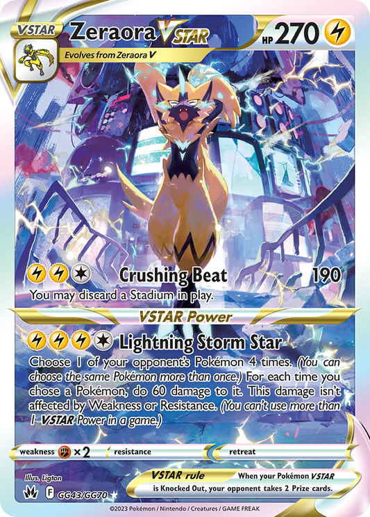 Zeraora VSTAR GG43/GG70 VSTAR Rare Crown Zenith Galarian Gallery Holo NM/M