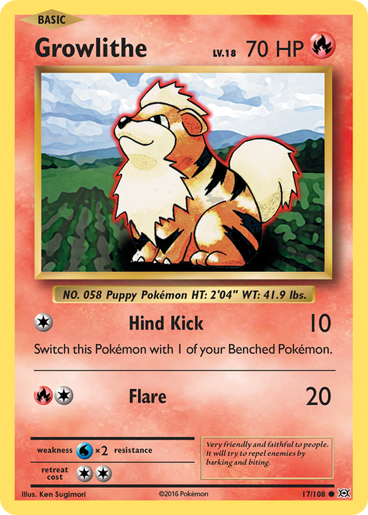 Growlithe 17/108 Common Evolutions NM/M