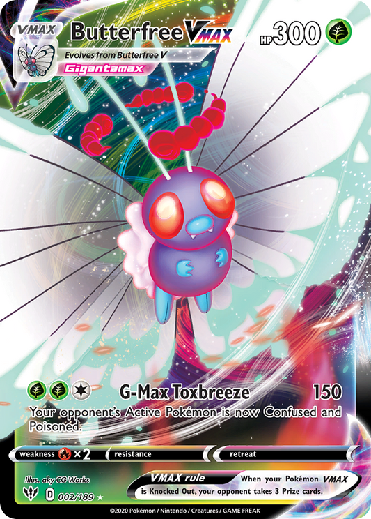Butterfree VMAX 002/189 VMAX Rare Darkness Ablaze Holo NM/M