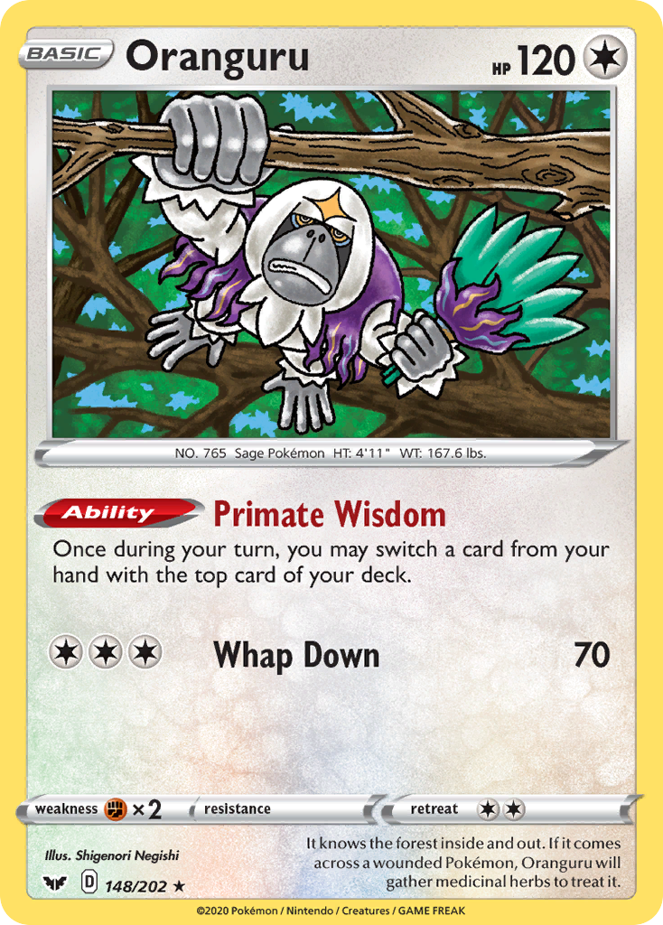 Oranguru 148/202 Rare Sword & Shield Holo NM/LP